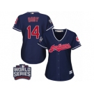 Women's Majestic Cleveland Indians #14 Larry Doby Authentic Navy Blue Alternate 1 2016 World Series Bound Cool Base MLB Jersey