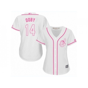 Women's Majestic Cleveland Indians #14 Larry Doby Authentic White Fashion Cool Base MLB Jersey