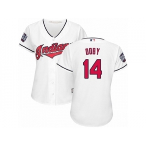 Women's Majestic Cleveland Indians #14 Larry Doby Authentic White Home 2016 World Series Bound Cool Base MLB Jersey