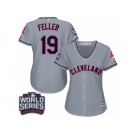 Women's Majestic Cleveland Indians #19 Bob Feller Authentic Grey Road 2016 World Series Bound Cool Base MLB Jersey