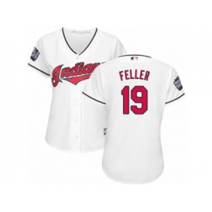 Women's Majestic Cleveland Indians #19 Bob Feller Authentic White Home 2016 World Series Bound Cool Base MLB Jersey