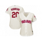 Women's Majestic Cleveland Indians #20 Eddie Robinson Authentic Cream Alternate 2 Cool Base MLB Jersey