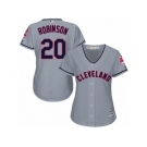 Women's Majestic Cleveland Indians #20 Eddie Robinson Authentic Grey Road Cool Base MLB Jersey