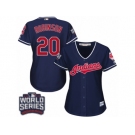 Women's Majestic Cleveland Indians #20 Eddie Robinson Authentic Navy Blue Alternate 1 2016 World Series Bound Cool Base MLB Jersey