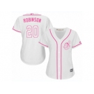 Women's Majestic Cleveland Indians #20 Eddie Robinson Authentic White Fashion Cool Base MLB Jersey