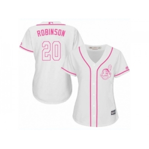 Women's Majestic Cleveland Indians #20 Eddie Robinson Authentic White Fashion Cool Base MLB Jersey