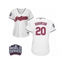 Women's Majestic Cleveland Indians #20 Eddie Robinson Authentic White Home 2016 World Series Bound Cool Base MLB Jersey