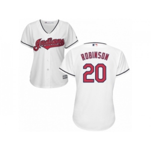 Women's Majestic Cleveland Indians #20 Eddie Robinson Authentic White Home Cool Base MLB Jersey