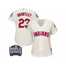 Women's Majestic Cleveland Indians #23 Michael Brantley Authentic Cream Alternate 2 2016 World Series Bound Cool Base MLB Jersey