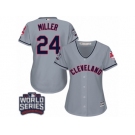 Women's Majestic Cleveland Indians #24 Andrew Miller Authentic Grey Road 2016 World Series Bound Cool Base MLB Jersey