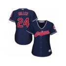 Women's Majestic Cleveland Indians #24 Andrew Miller Authentic Navy Blue Alternate 1 Cool Base MLB Jersey