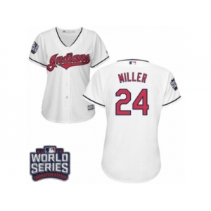 Women's Majestic Cleveland Indians #24 Andrew Miller Authentic White Home 2016 World Series Bound Cool Base MLB Jersey