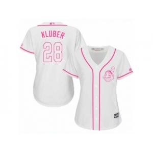 Women's Majestic Cleveland Indians #28 Corey Kluber Authentic White Fashion Cool Base MLB Jersey