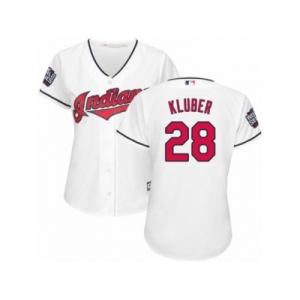 Women's Majestic Cleveland Indians #28 Corey Kluber Authentic White Home 2016 World Series Bound Cool Base MLB Jersey