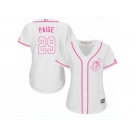 Women's Majestic Cleveland Indians #29 Satchel Paige Authentic White Fashion Cool Base MLB Jersey