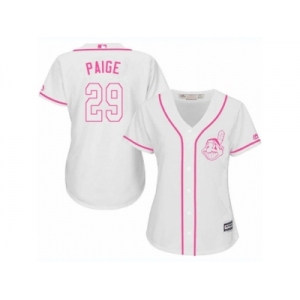 Women's Majestic Cleveland Indians #29 Satchel Paige Authentic White Fashion Cool Base MLB Jersey