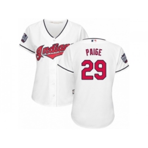 Women's Majestic Cleveland Indians #29 Satchel Paige Authentic White Home 2016 World Series Bound Cool Base MLB Jersey