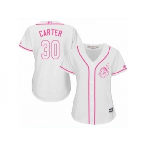 Women's Majestic Cleveland Indians #30 Joe Carter Authentic White Fashion Cool Base MLB Jersey