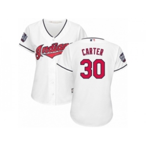 Women's Majestic Cleveland Indians #30 Joe Carter Authentic White Home 2016 World Series Bound Cool Base MLB Jersey