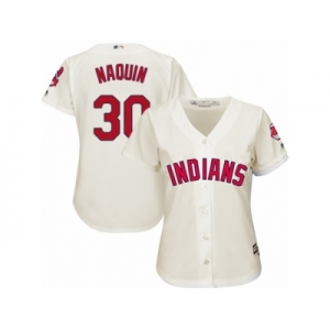 Women's Majestic Cleveland Indians #30 Tyler Naquin Authentic Cream Alternate 2 Cool Base MLB Jersey