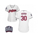 Women's Majestic Cleveland Indians #30 Tyler Naquin Authentic White Home 2016 World Series Bound Cool Base MLB Jersey