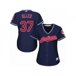 Women's Majestic Cleveland Indians #37 Cody Allen Authentic Navy Blue Alternate 1 Cool Base MLB Jersey