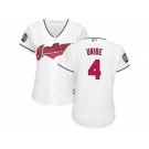 Women's Majestic Cleveland Indians #4 Juan Uribe Authentic White Home 2016 World Series Bound Cool Base MLB Jersey