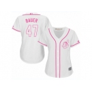 Women's Majestic Cleveland Indians #47 Trevor Bauer Authentic White Fashion Cool Base MLB Jersey