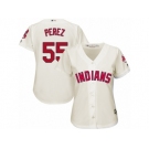 Women's Majestic Cleveland Indians #55 Roberto Perez Authentic Cream Alternate 2 Cool Base MLB Jersey