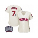 Women's Majestic Cleveland Indians #7 Kenny Lofton Authentic Cream Alternate 2 2016 World Series Bound Cool Base MLB Jersey