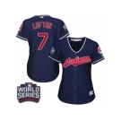 Women's Majestic Cleveland Indians #7 Kenny Lofton Authentic Navy Blue Alternate 1 2016 World Series Bound Cool Base MLB Jersey