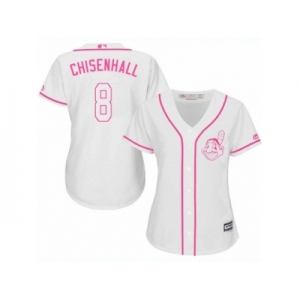 Women's Majestic Cleveland Indians #8 Lonnie Chisenhall Authentic White Fashion Cool Base MLB Jersey