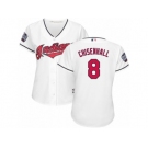 Women's Majestic Cleveland Indians #8 Lonnie Chisenhall Authentic White Home 2016 World Series Bound Cool Base MLB Jersey