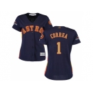 Women Houston Astros #1 Carlos Correa Navy 2018 Gold Program Cool Base Stitched Baseball Jersey