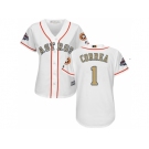 Women Houston Astros #1 Carlos Correa White 2018 Gold Program Cool Base Stitched Baseball jersey