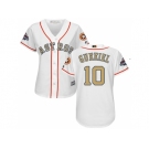 Women Houston Astros #10 Yuli Gurriel White 2018 Gold Program Cool Base Stitched Baseball jersey