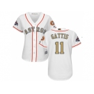 Women Houston Astros #11 Evan Gattis White 2018 Gold Program Cool Base Stitched Baseball jersey