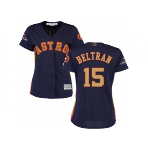 Women Houston Astros #15 Carlos Beltran Navy 2018 Gold Program Cool Base Stitched Baseball Jersey