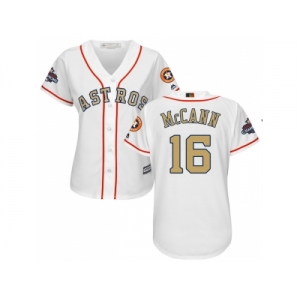 Women Houston Astros #16 Brian McCann White 2018 Gold Program Cool Base Stitched Baseball jersey