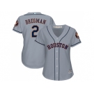 Women Houston Astros #2 Alex Bregman Grey Road Stitched MLB Jersey