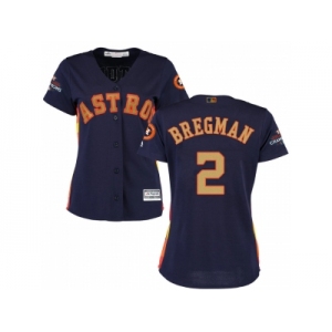 Women Houston Astros #2 Alex Bregman Navy 2018 Gold Program Cool Base Stitched Baseball Jersey