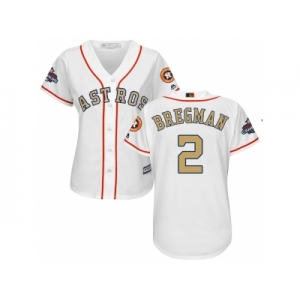 Women Houston Astros #2 Alex Bregman White 2018 Gold Program Cool Base Stitched Baseball jersey