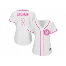 Women Houston Astros #2 Alex Bregman White Pink Fashion Stitched MLB Jersey