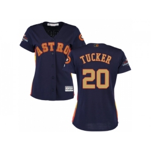 Women Houston Astros #20 Preston Tucker Navy 2018 Gold Program Cool Base Stitched Baseball Jersey