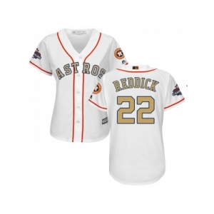 Women Houston Astros #22 Josh Reddick White 2018 Gold Program Cool Base Stitched Baseball jersey