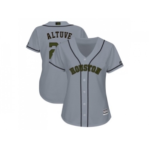 Women Houston Astros #27 Jose Altuve Grey 2018 Memorial Day Cool Base Stitched MLB Jersey