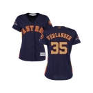 Women Houston Astros #35 Justin Verlander Navy Blue 2018 Gold Program Cool Base Stitched MLB Jersey