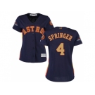 Women Houston Astros #4 George Springer Navy 2018 Gold Program Cool Base Stitched Baseball Jersey