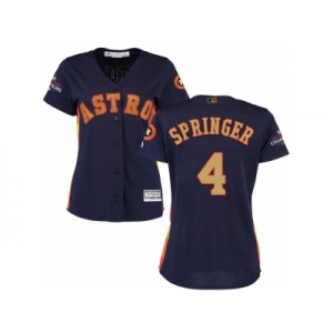 Women Houston Astros #4 George Springer Navy 2018 Gold Program Cool Base Stitched Baseball Jersey