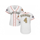 Women Houston Astros #4 George Springer White 2018 Gold Program Cool Base Stitched Baseball jersey